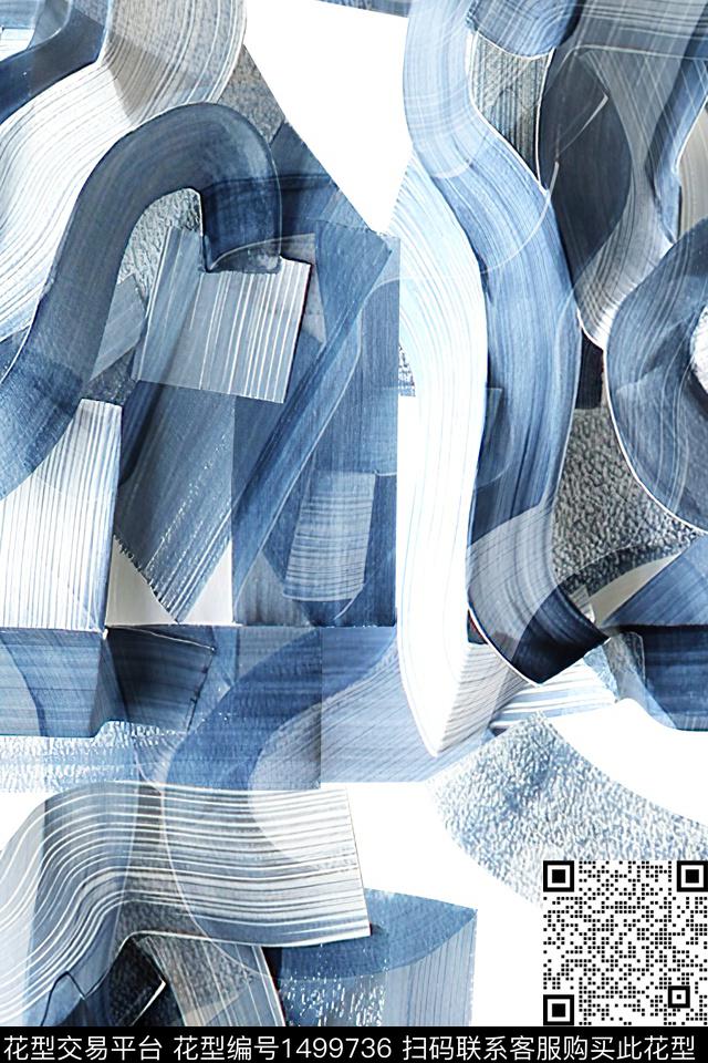 肌理大牌风抽象数码印花华亿平台下载（图片编号: 1499736） - 瓦栏（Walan）