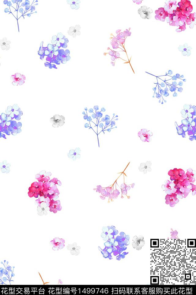花卉大牌风小清新数码印花华亿平台下载（图片编号: 1499746） - 瓦栏（Walan）