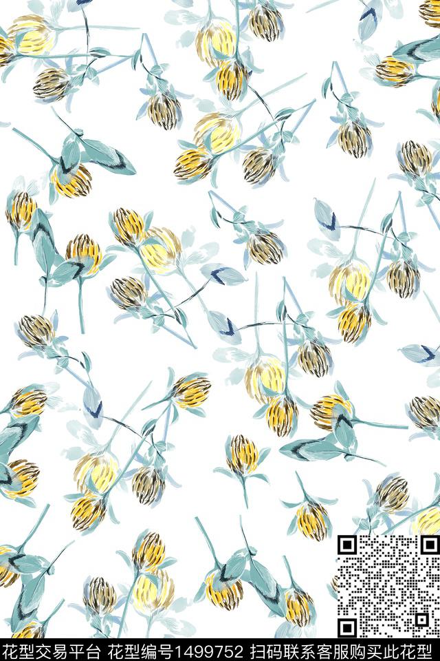 花卉大牌风小清新数码印花华亿平台下载（图片编号: 1499752） - 瓦栏（Walan）