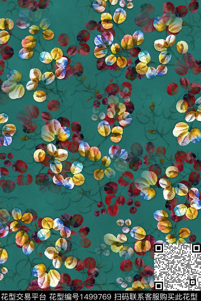 绿植树叶花卉大牌风数码印花华亿平台下载（图片编号: 1499769） - 瓦栏（Walan）