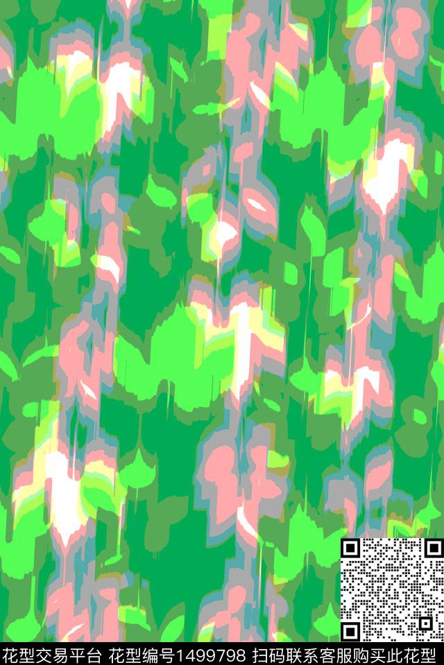 连衣裙彩底花卉女装数码印花华亿平台下载（图片编号: 1499798） - 瓦栏（Walan）