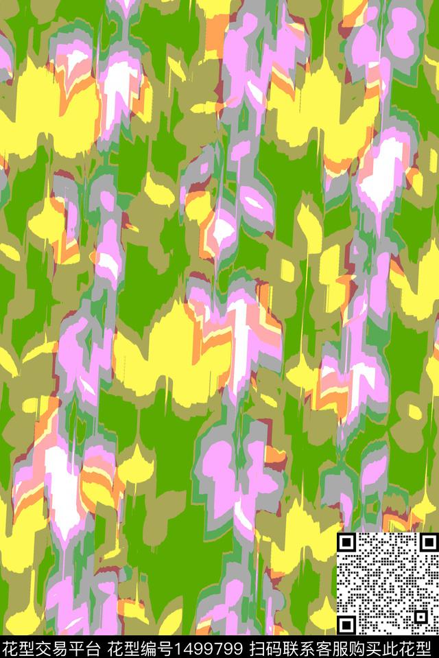 连衣裙彩底花卉女装数码印花华亿平台下载（图片编号: 1499799） - 瓦栏（Walan）