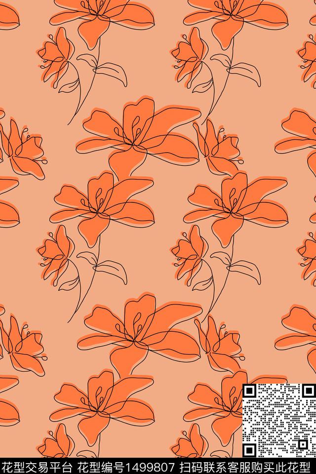 绿植树叶花卉大牌风数码印花华亿平台下载（图片编号: 1499807） - 瓦栏（Walan）