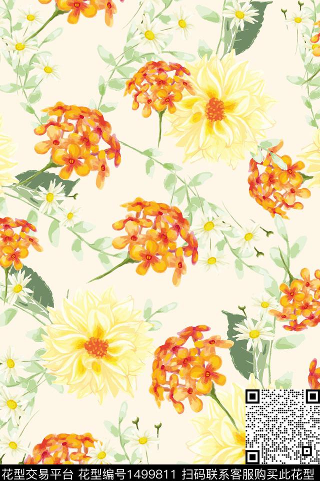 女装花卉小碎花数码印花华亿平台下载（图片编号: 1499811） - 瓦栏（Walan）