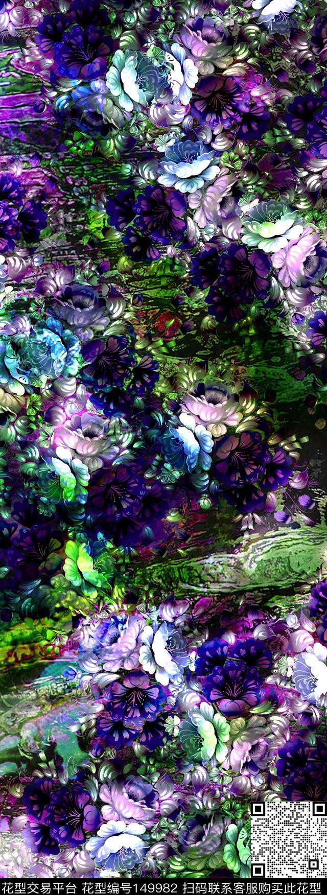 花卉花满地花数码印花华亿平台下载（图片编号: 149982） - 瓦栏（Walan）