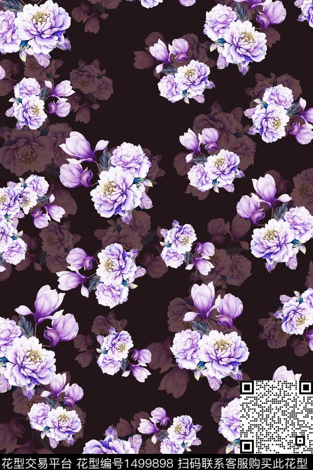 花卉香云纱中东数码印花华亿平台下载（图片编号: 1499898） - 瓦栏（Walan）