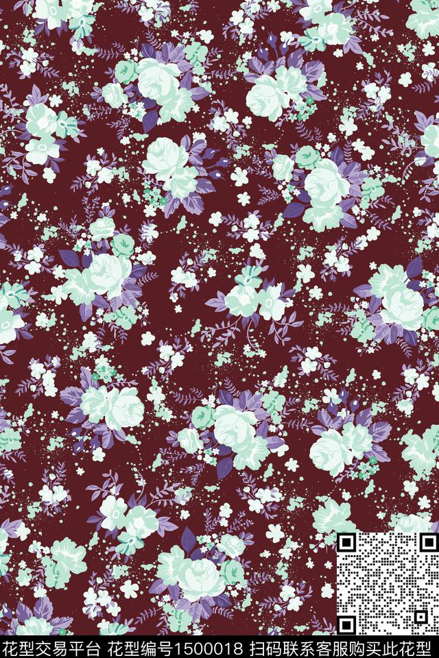 绿植树叶花卉大牌风数码印花华亿平台下载（图片编号: 1500018） - 瓦栏（Walan）