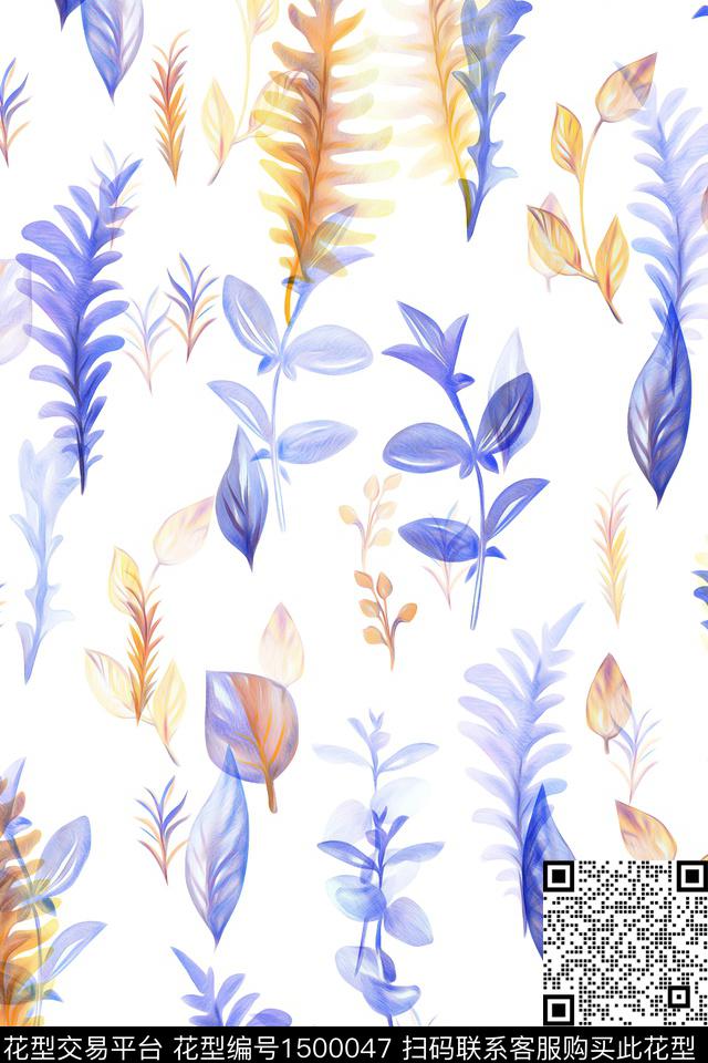 绿植树叶花卉大牌风数码印花华亿平台下载（图片编号: 1500047） - 瓦栏（Walan）