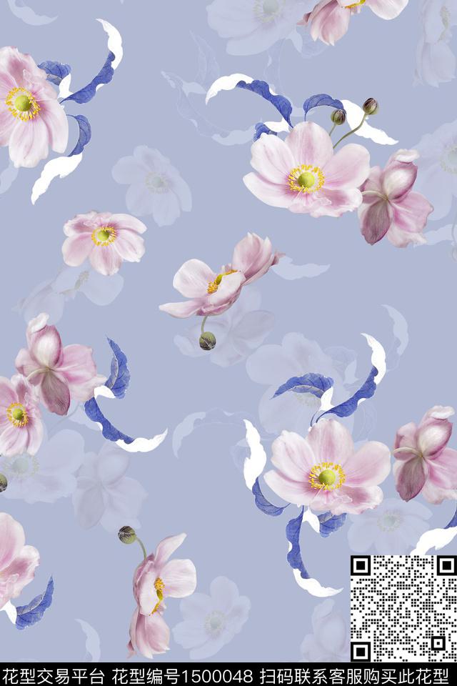 花卉大牌风小清新数码印花华亿平台下载（图片编号: 1500048） - 瓦栏（Walan）