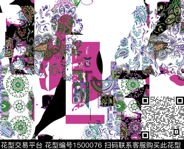 时尚抽象休闲数码印花华亿平台下载（图片编号: 1500076） - 瓦栏（Walan）