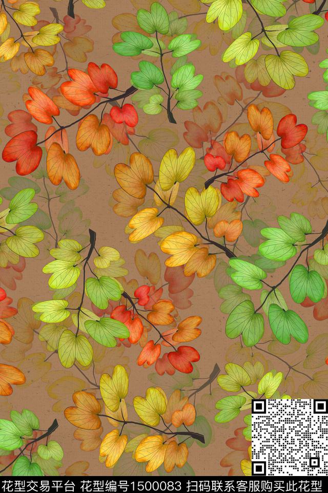 绿植树叶树枝中老年数码印花华亿平台下载（图片编号: 1500083） - 瓦栏（Walan）