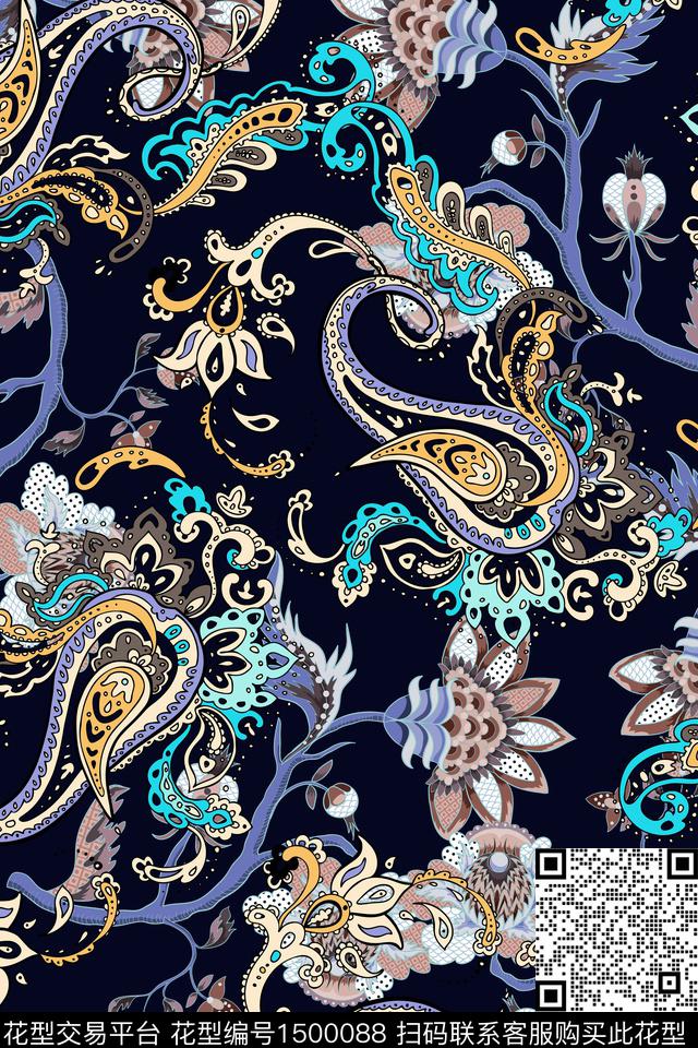 女装民族风佩斯利数码印花华亿平台下载（图片编号: 1500088） - 瓦栏（Walan）