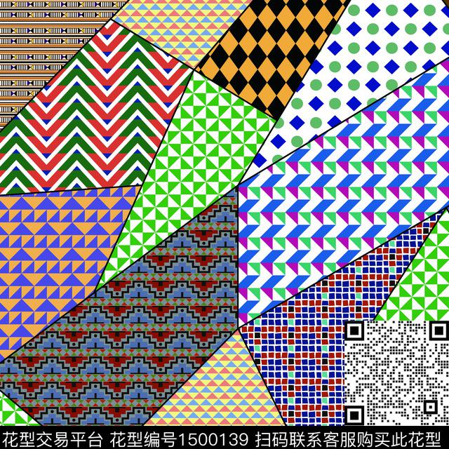 连衣裙几何女装数码印花华亿平台下载（图片编号: 1500139） - 瓦栏（Walan）