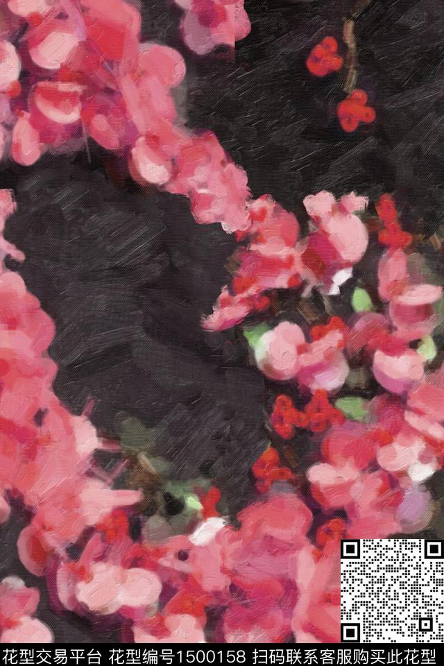 连衣裙时尚绿植树叶数码印花华亿平台下载（图片编号: 1500158） - 瓦栏（Walan）