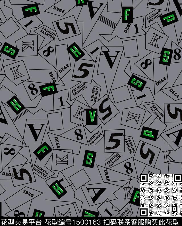 几何字母男装满版花传统印花华亿平台下载（图片编号: 1500163） - 瓦栏（Walan）