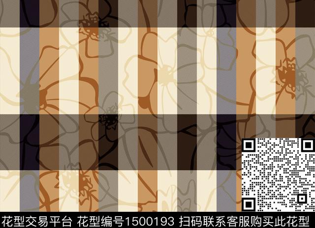 格子花卉大牌风数码印花华亿平台下载（图片编号: 1500193） - 瓦栏（Walan）