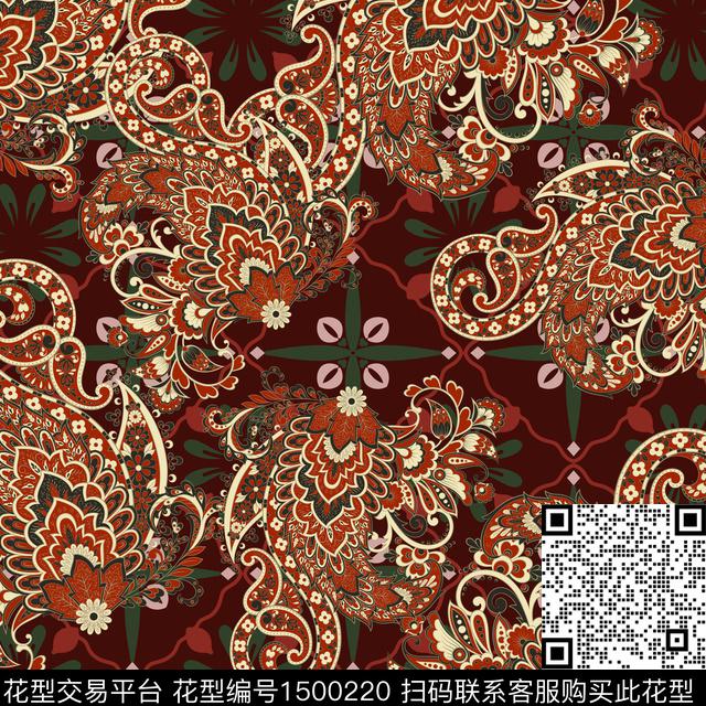 女装民族风佩斯利数码印花华亿平台下载（图片编号: 1500220） - 瓦栏（Walan）
