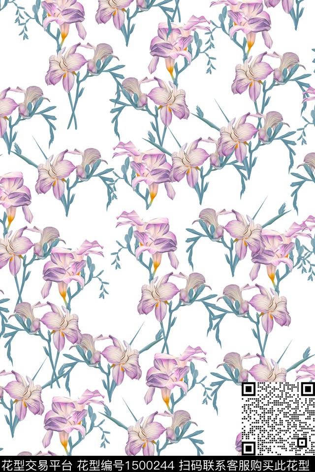 花卉大牌风小清新数码印花华亿平台下载（图片编号: 1500244） - 瓦栏（Walan）