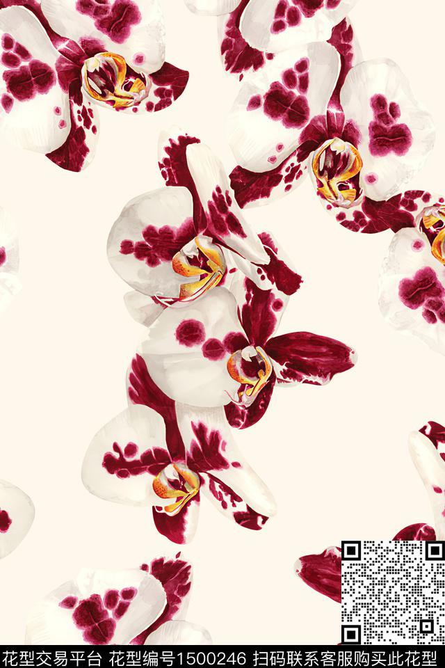 清爽底花卉花卉大牌风数码印花华亿平台下载（图片编号: 1500246） - 瓦栏（Walan）