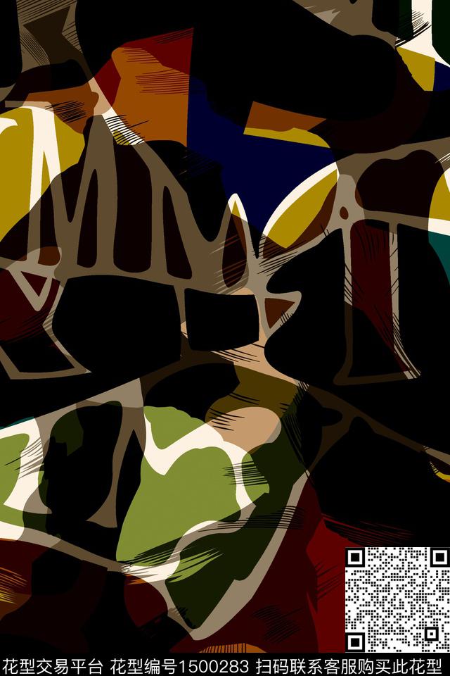 几何纹理抽象数码印花华亿平台下载（图片编号: 1500283） - 瓦栏（Walan）