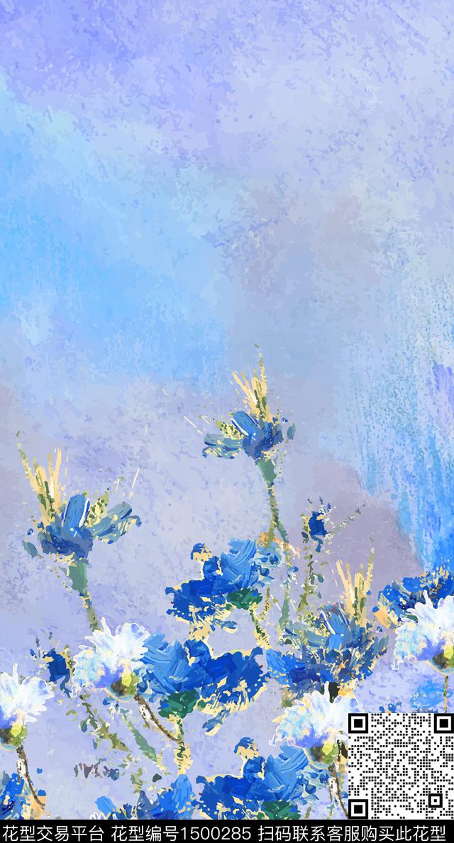 油画华亿平台花卉植物数码印花华亿平台下载（图片编号: 1500285） - 瓦栏（Walan）