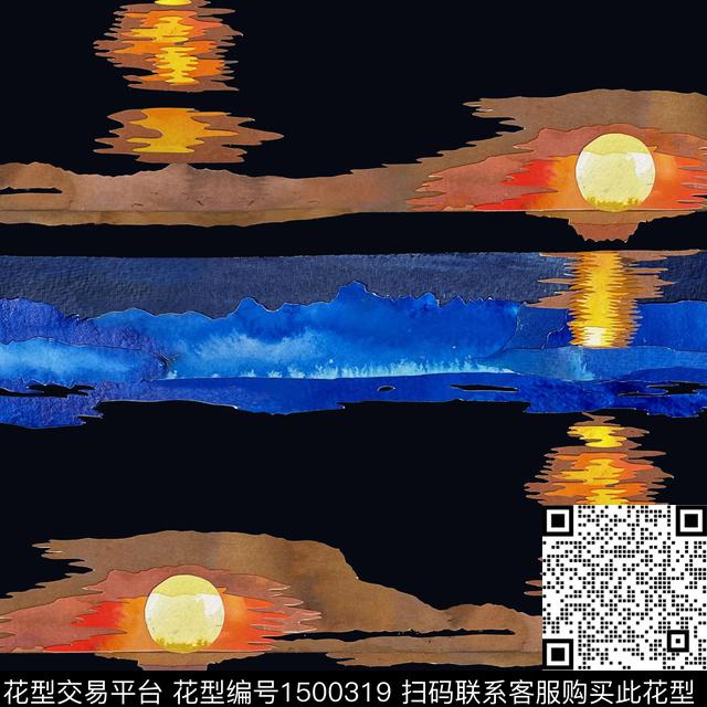 黑底花卉肌理风景景观数码印花华亿平台下载（图片编号: 1500319） - 瓦栏（Walan）