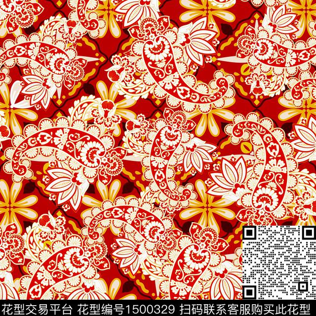 女装民族风佩斯利数码印花华亿平台下载（图片编号: 1500329） - 瓦栏（Walan）