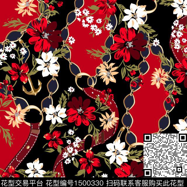 女装花卉链条数码印花华亿平台下载（图片编号: 1500330） - 瓦栏（Walan）