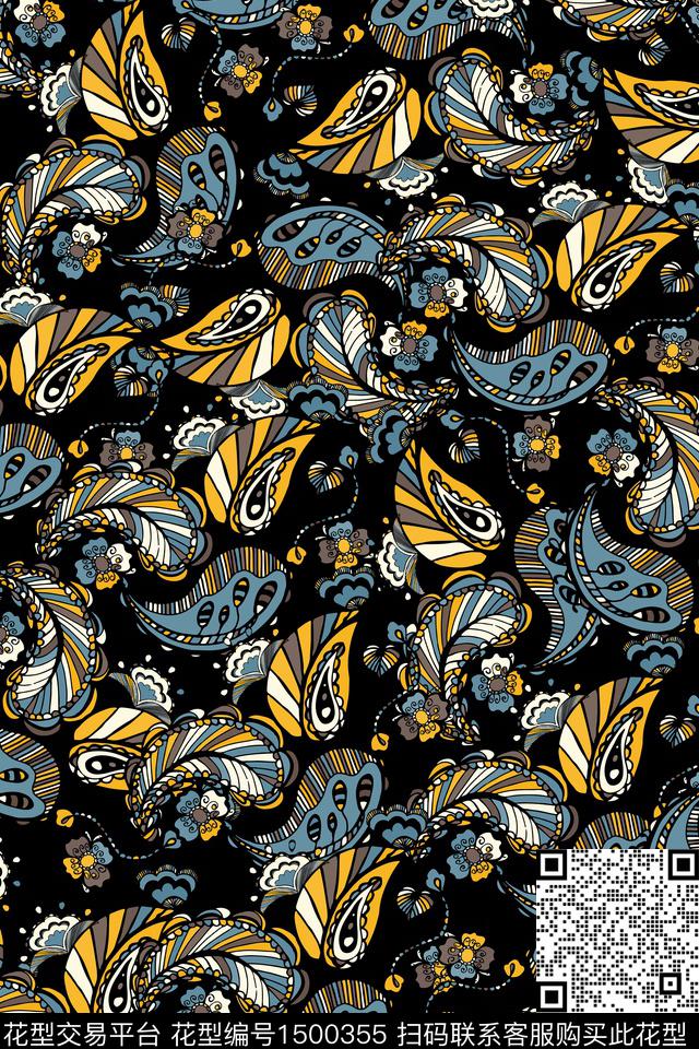 女装民族风佩斯利数码印花华亿平台下载（图片编号: 1500355） - 瓦栏（Walan）