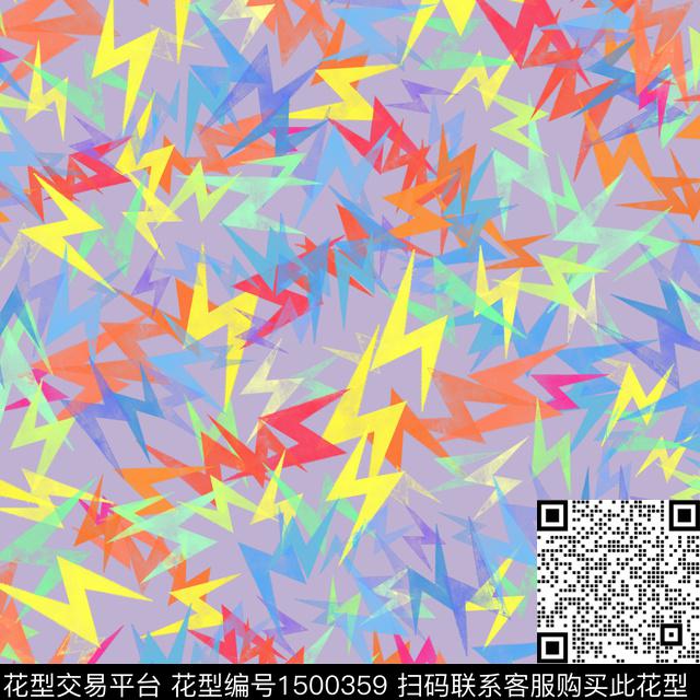 几何趣味炫彩数码印花华亿平台下载（图片编号: 1500359） - 瓦栏（Walan）