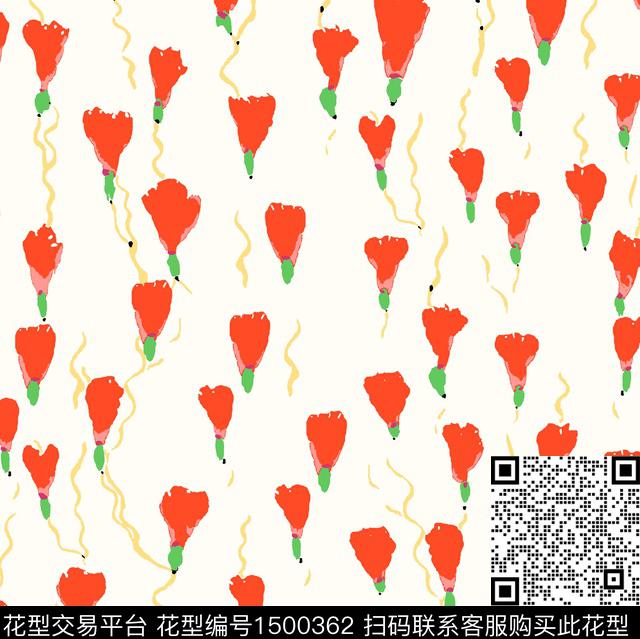 康乃馨小碎花花卉传统印花华亿平台下载（图片编号: 1500362） - 瓦栏（Walan）