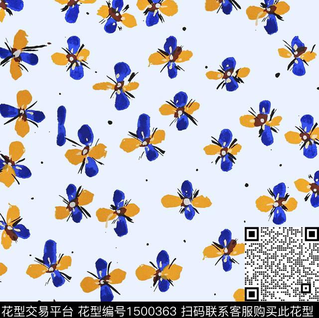 小清新小碎花蜜蜂数码印花华亿平台下载（图片编号: 1500363） - 瓦栏（Walan）