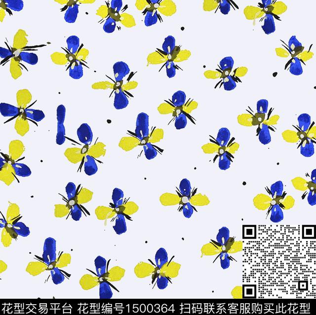 小清新小碎花蜜蜂数码印花华亿平台下载（图片编号: 1500364） - 瓦栏（Walan）