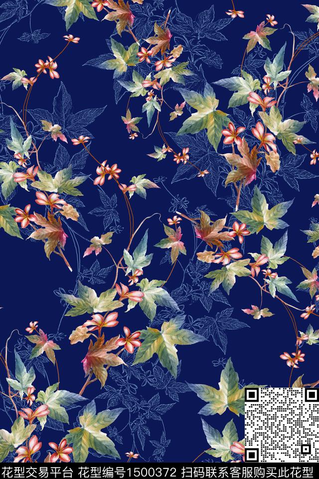 植物中老年手绘油画数码印花华亿平台下载（图片编号: 1500372） - 瓦栏（Walan）