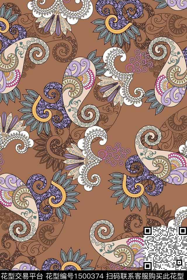 植物中老年手绘油画数码印花华亿平台下载（图片编号: 1500374） - 瓦栏（Walan）