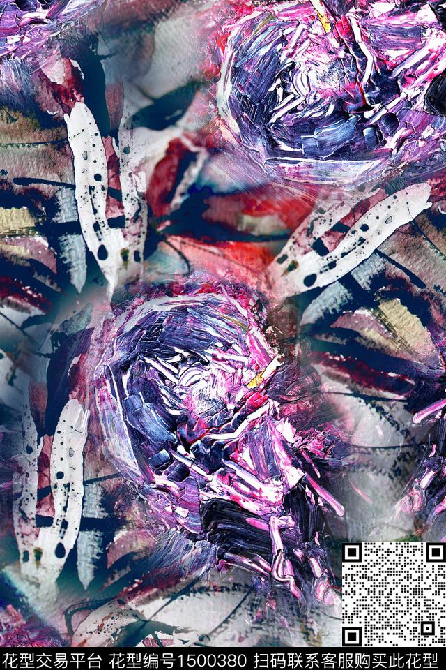 植物中老年手绘油画数码印花华亿平台下载（图片编号: 1500380） - 瓦栏（Walan）