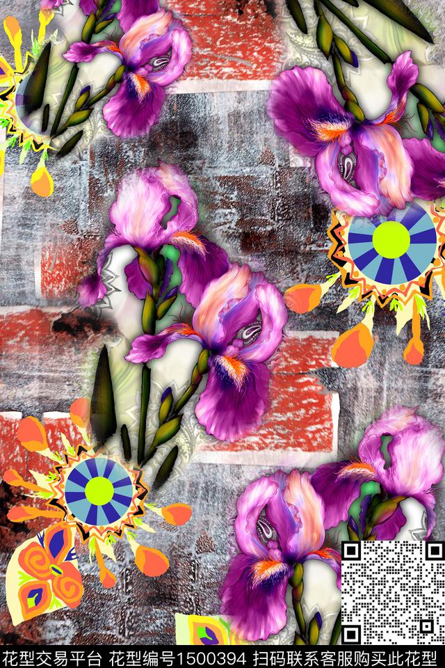 植物中老年手绘油画数码印花华亿平台下载（图片编号: 1500394） - 瓦栏（Walan）