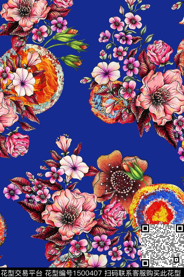 植物中老年手绘油画数码印花华亿平台下载（图片编号: 1500407） - 瓦栏（Walan）