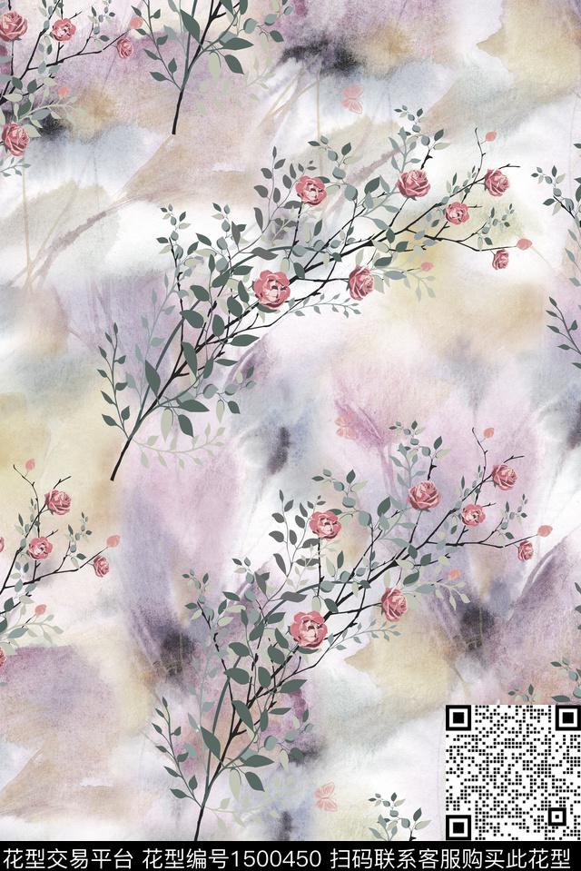 绿植树叶花卉小碎花数码印花华亿平台下载（图片编号: 1500450） - 瓦栏（Walan）