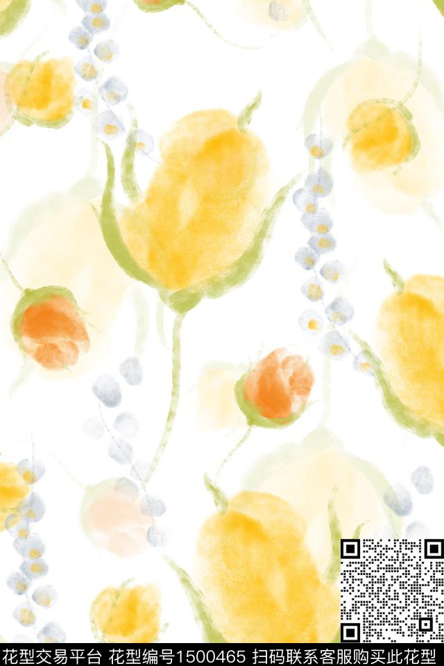 连衣裙抽象花卉女装数码印花华亿平台下载（图片编号: 1500465） - 瓦栏（Walan）