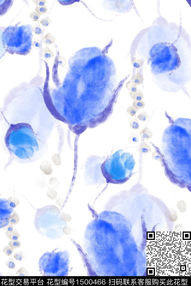 连衣裙抽象花卉女装数码印花华亿平台下载（图片编号: 1500466） - 瓦栏（Walan）