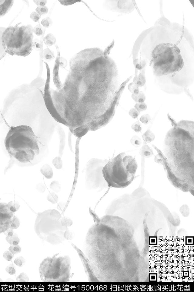 连衣裙抽象花卉女装数码印花华亿平台下载（图片编号: 1500468） - 瓦栏（Walan）