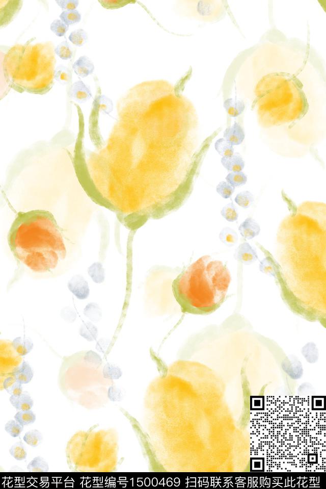 连衣裙抽象花卉女装数码印花华亿平台下载（图片编号: 1500469） - 瓦栏（Walan）