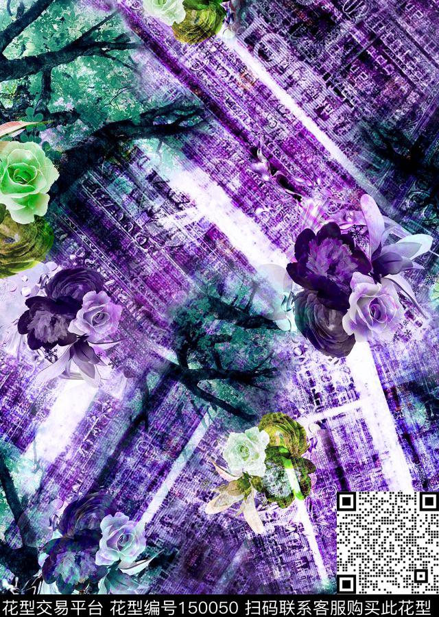 景观照片树水彩建筑背景数码印花华亿平台下载（图片编号: 150050） - 瓦栏（Walan）