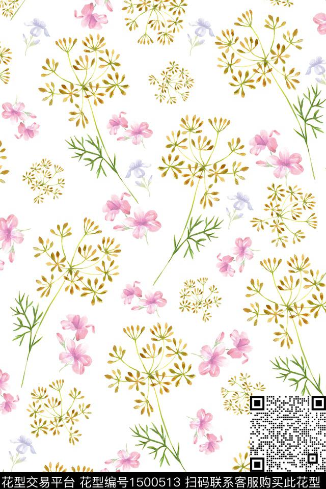 水彩绿植树叶大牌风数码印花华亿平台下载（图片编号: 1500513） - 瓦栏（Walan）