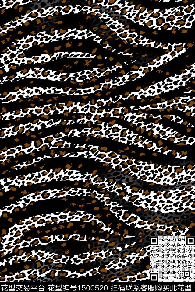 时尚豹纹真丝数码印花华亿平台下载（图片编号: 1500520） - 瓦栏（Walan）