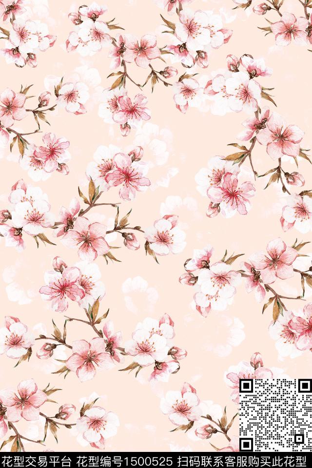 花卉大牌风小清新数码印花华亿平台下载（图片编号: 1500525） - 瓦栏（Walan）