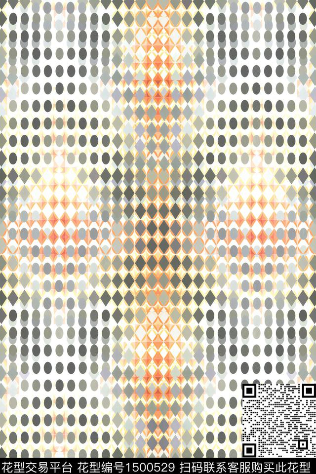 格子几何大牌风数码印花华亿平台下载（图片编号: 1500529） - 瓦栏（Walan）