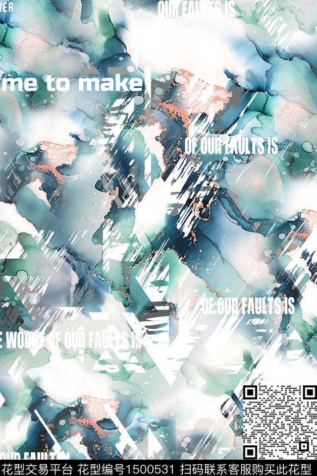 字母男装大牌风数码印花华亿平台下载（图片编号: 1500531） - 瓦栏（Walan）