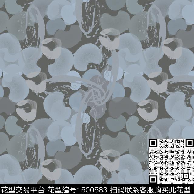 肌理男装抽象数码印花华亿平台下载（图片编号: 1500583） - 瓦栏（Walan）